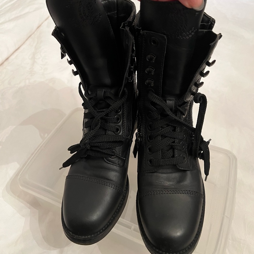 Chanel Black Combat Boots